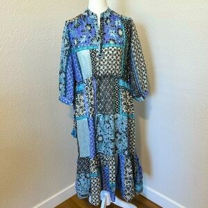Johnny Was Marrakesh Drawstring MIDI Peasant Dress Size XS